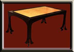 Bird's Eye Maple and Black Lacquer Table