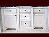 White Lacquer Maple Bathroom Vanity. Double sink and drawer cabinets. Fluted columns. Decorative kick.
