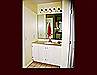 Refinished Master Bath vanity. Painted White Lacquer.